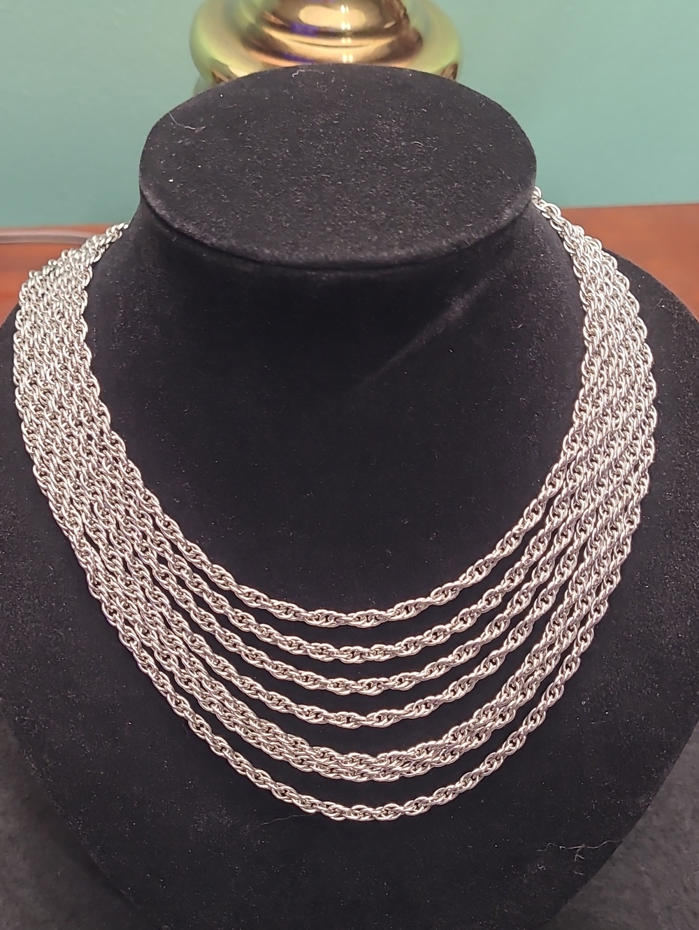 Lisner Multi-Strand Silver Rope Chain Necklace - Elegant Layered Design